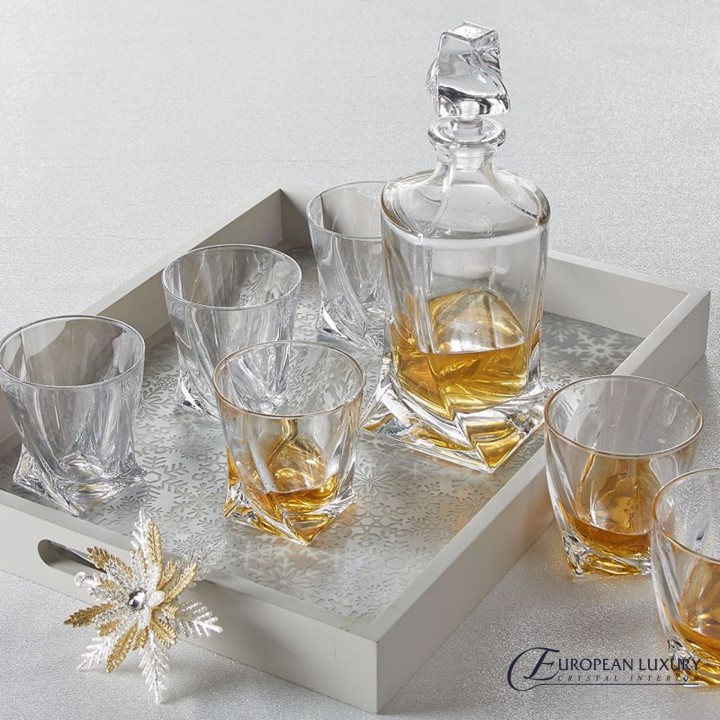 Bộ bình ly pha lê đúc Quadro